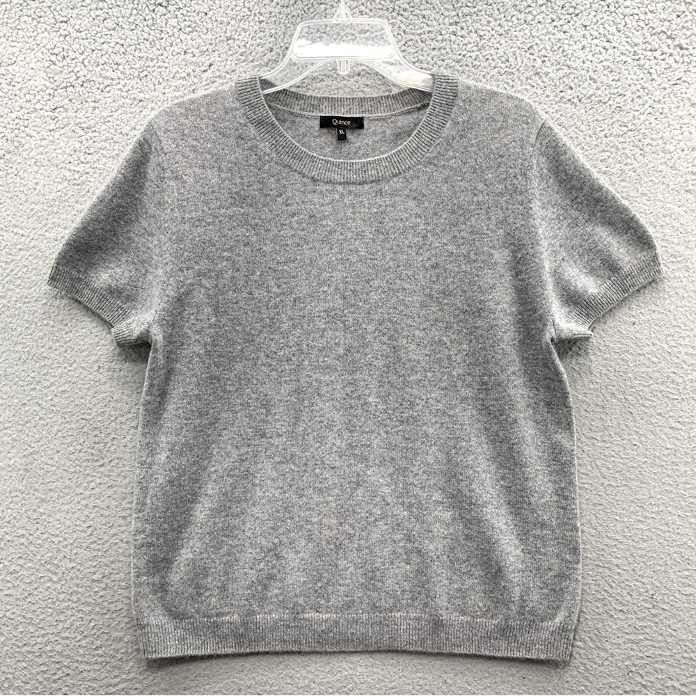 Quince Women's XL 100% Cashmere Mongolian Super Soft Tee Top Jumper Heather Gray